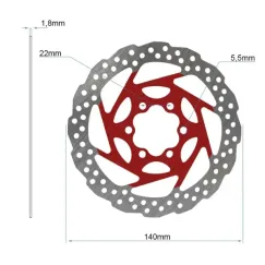 Disque de frein EWD003, 140mm, rouge | iMooving