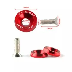 Rondelle JDM rouge avec vis M6x16, 10pcs | iMooving