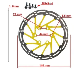 Disque de frein EWD002 140mm 6H jaune | iMooving