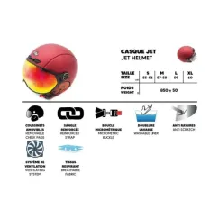 Casque JET bordeaux mat (taille XS à XXL) | iMooving